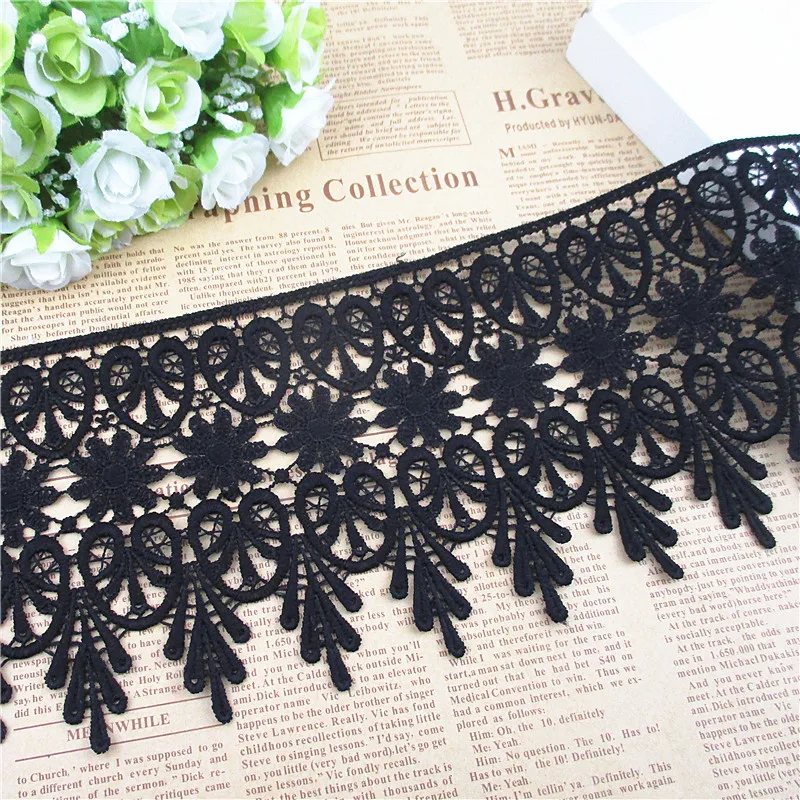 11 см 10 ярдов/партия черная растворимая аппликация с кружевной отделкой Chantilly
