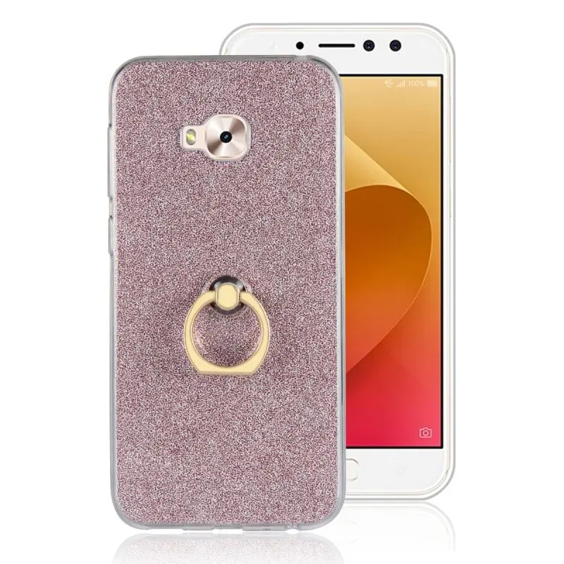 Luxury Ring Holder Case for Asus Zenfone 4 Selfie Pro ZD552KL Glitter Silicon TPU Gel Back Cover Grip Capinhas Coque Etui Hoesje |