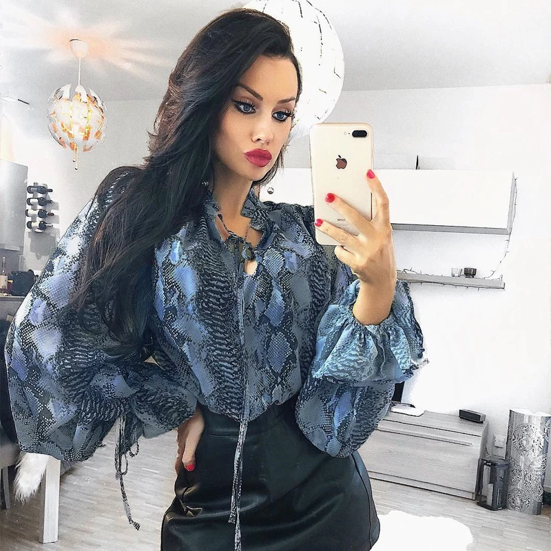 Женские топы из хлопка и полиэстера свободная рубашка со змеиным принтом 2019| |