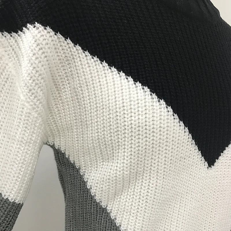 Liva Girl Winter Autumn Casual Knit Sweater For Women O Neck Long Sleeve Color Block Female Pullover Plus Size Sueter Mujer XXL | Женская