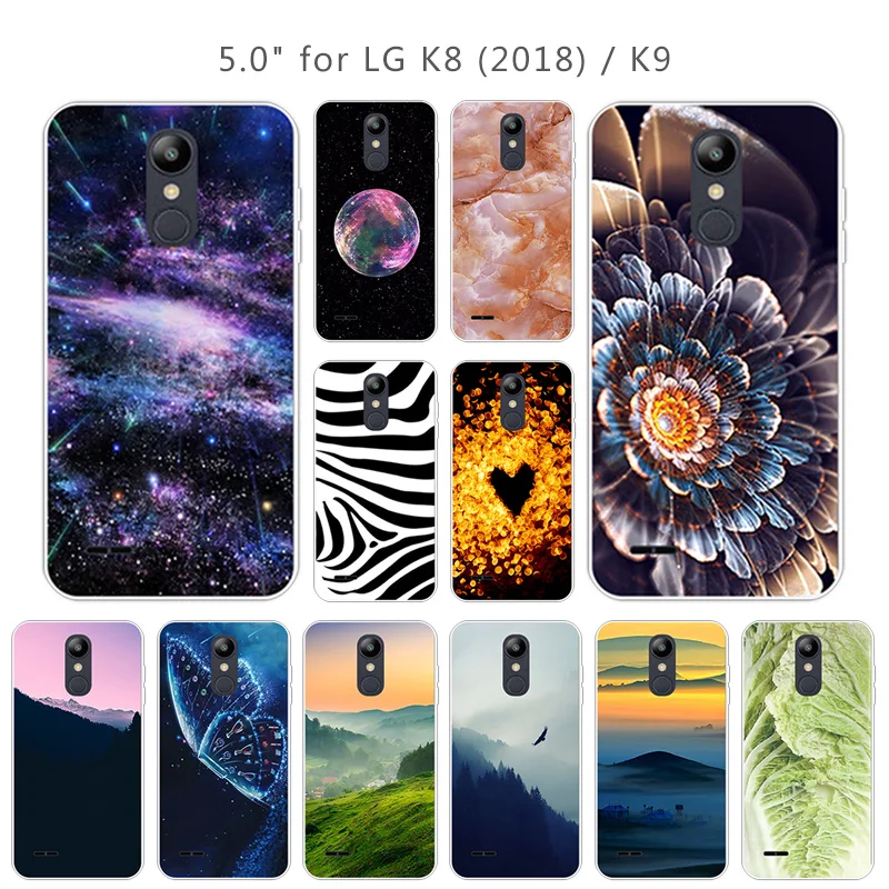 5.0&quot Soft TPU for Fundas LG K8 (2018) / K9 Carcasas Luxury Clear Silicone Mobile Phone Scenic Eagle Cover K 8 Back Shell |