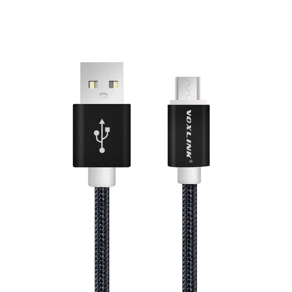 VOXLINK 5 упаковка алюминиевый нейлоновый Micro USB кабель для зарядки мобильного телефона подходит для samsung xiaomi LG Galaxy htc Android usb кабель - Цвет: Black