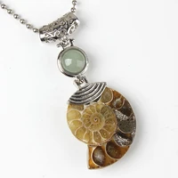 100 unique 1 pcs silver plated charm natural green aventurine beads ammonite reliquiae pendant jewelry
