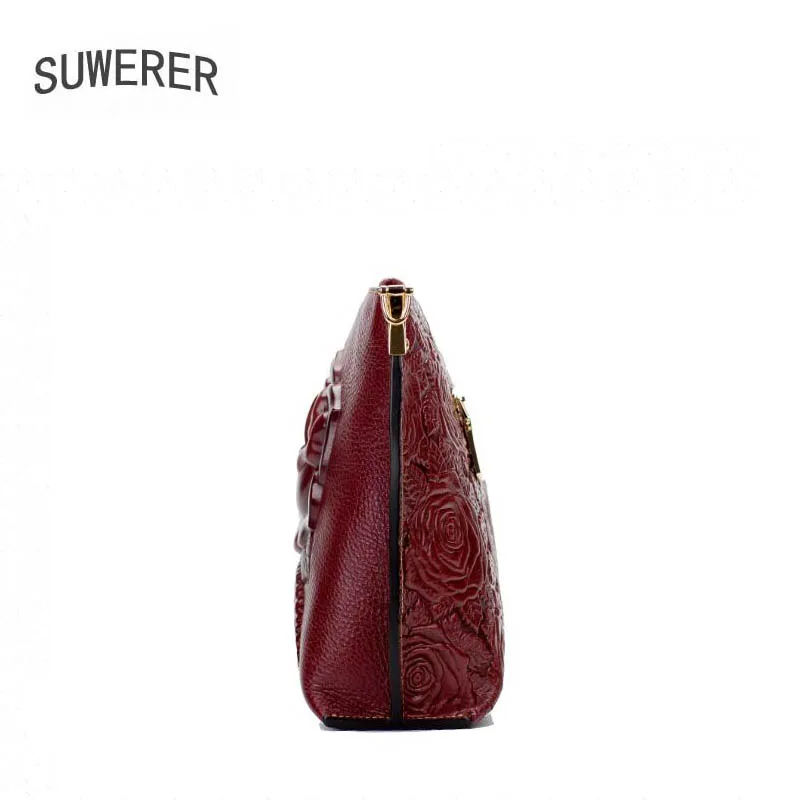 Женские сумки из натуральной кожи модные с рельефными розами женские