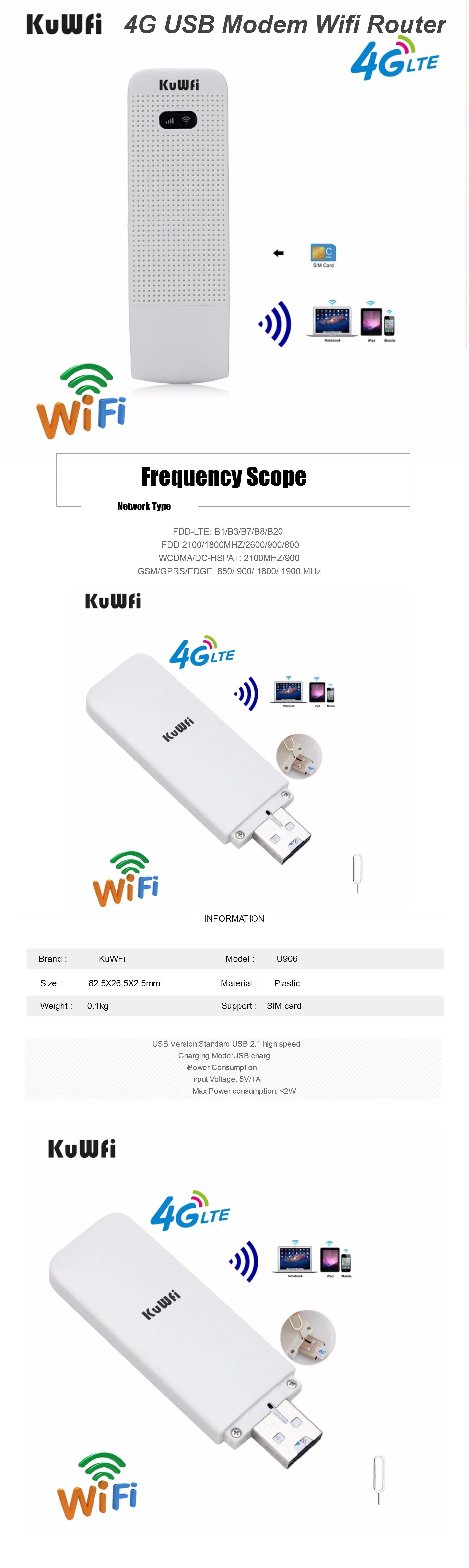 KuWFi 4G LTE модем 3g/4G USB донгл Мини карманный Мобильный Wi-Fi горячие точки разблокированный дорожный автомобиль-Wifi роутер с слотом для sim-карты
