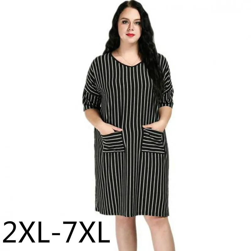 Женская одежда больших размеров 2xl 6xl 7xl вертикальное свободное Повседневное