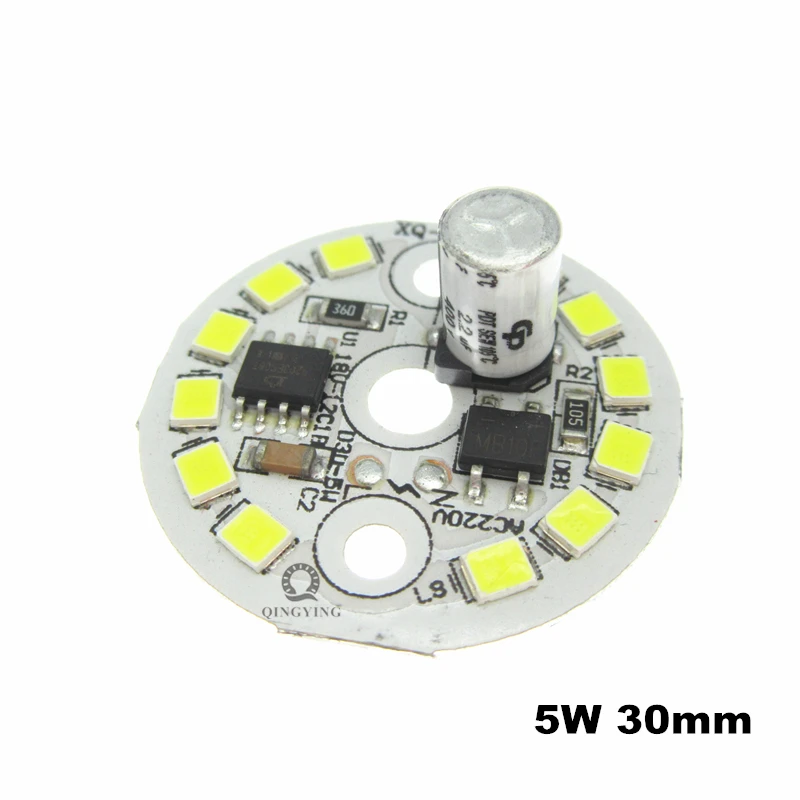 AC220V без мерцания 5 Вт 7 Вт 9 Вт 12 Вт 15 Вт ламповая пластина SMD2835 белый светильник с интеллектуальным IC светодиодный светильник
