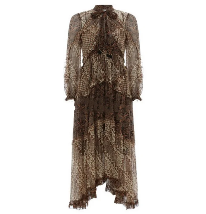 Robe longue femme ete летнее леопардовое пляжное платье СО СТОЯЩИМ ВОРОТНИКОМ с длинным рукавом длиной до щиколотки Сарафан длинное платье макси
