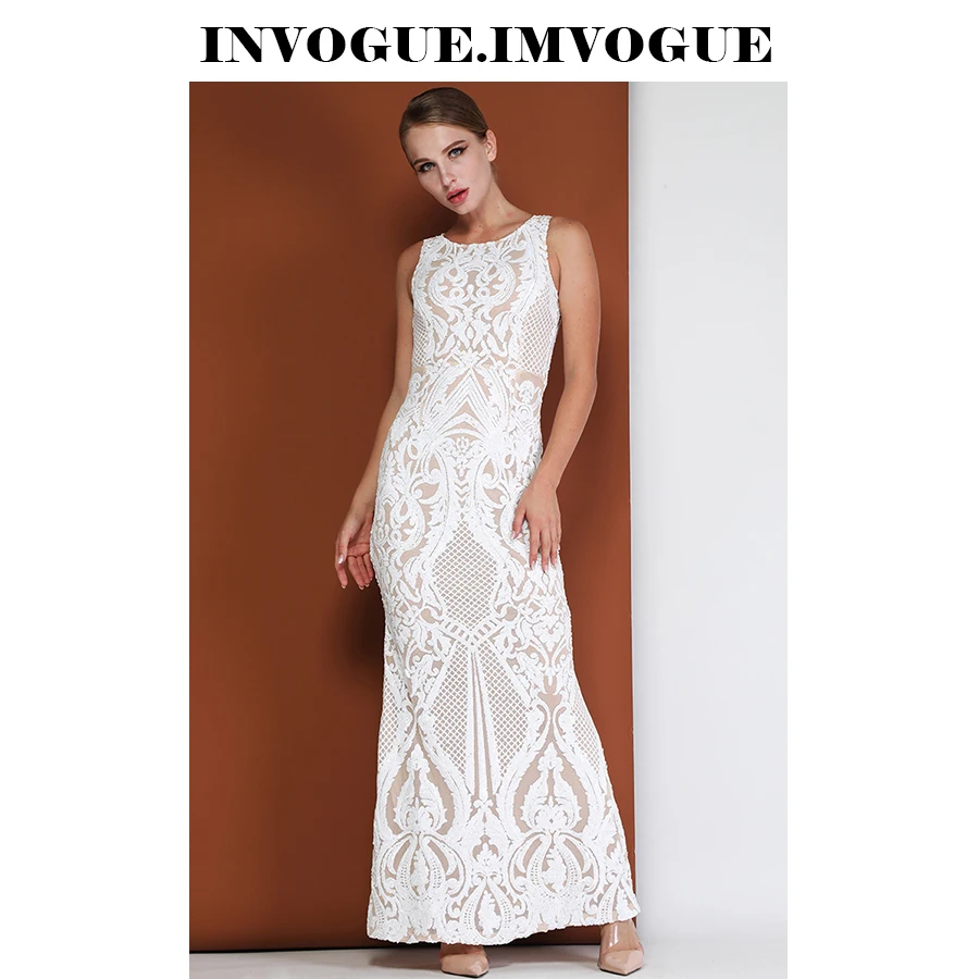INVOGUE. Женское вечернее платье с круглым вырезом ivogue однотонное облегающее без