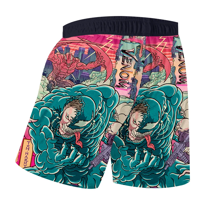 OGKB Men's 2019 3d Printing Creative Fun Large Size Casual Summer Beach Shorts Alien Venom Tongue Black 6xl | Мужская одежда