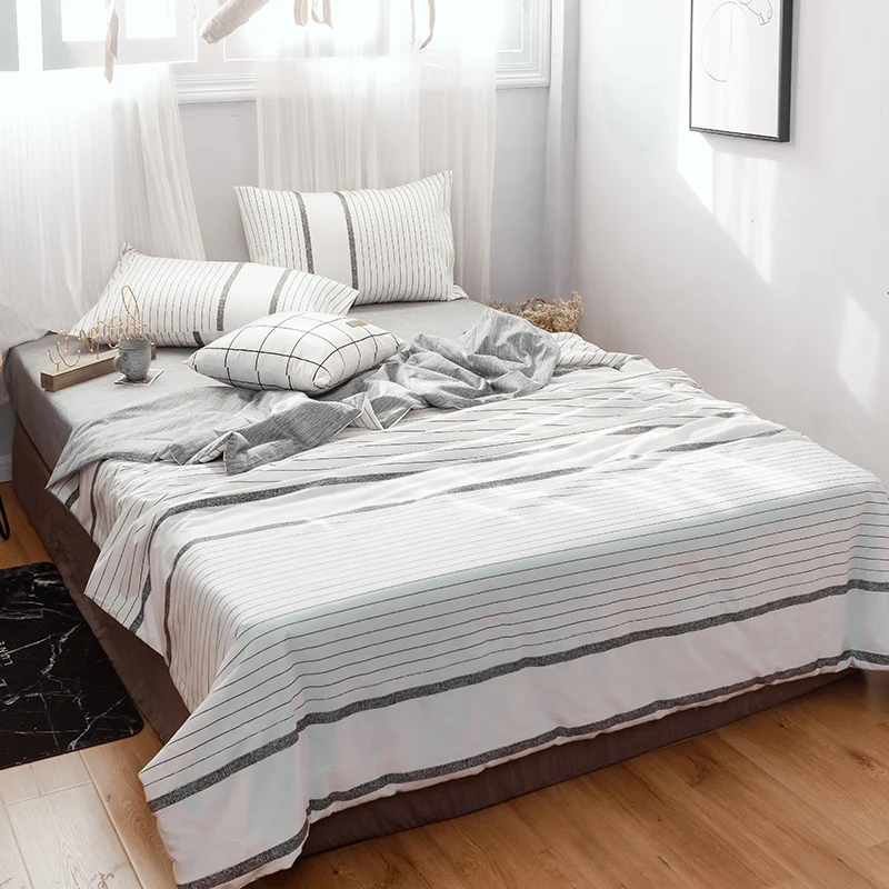 Серый в полоску белый 1 шт. постельное белье из хлопка/мягкое летнее одеяло/150x200 см