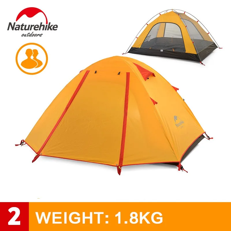 NatureHike 3-4 человек кемпинг палатка двухслойный алюминиевый стержень 3 сезона Открытый Туризм Путешествия играть непромокаемый тент - Цвет: P2 Orange