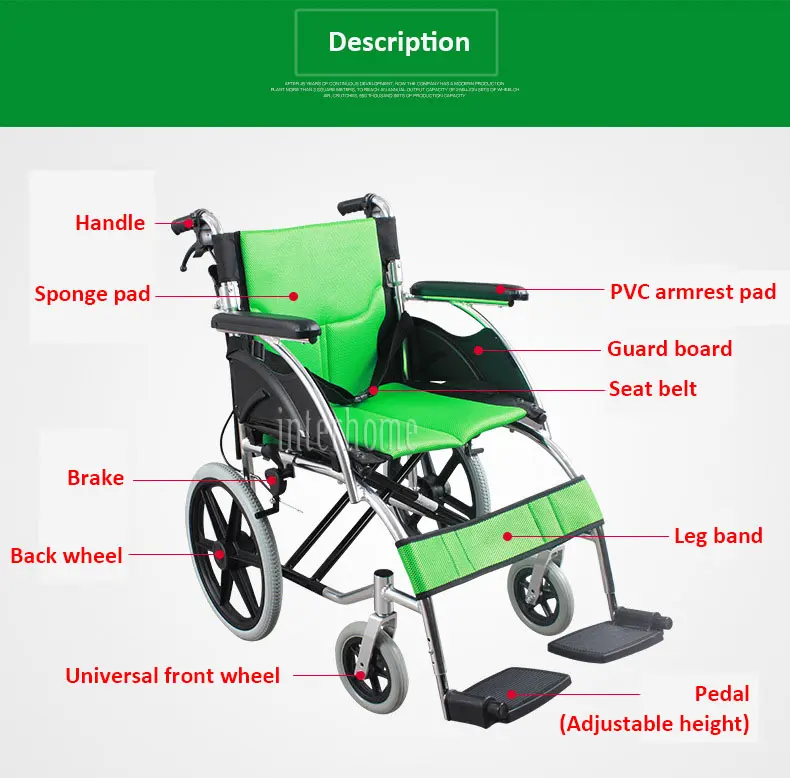 Кресло коляска AUFU губчатая Подушка маленькая складная Коляска из алюминиевого