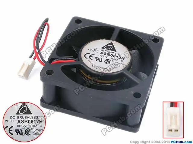 

Delta Electronics ASB0612H B DC 12V 0.34A 60x60x25mm Server Cooling Fan