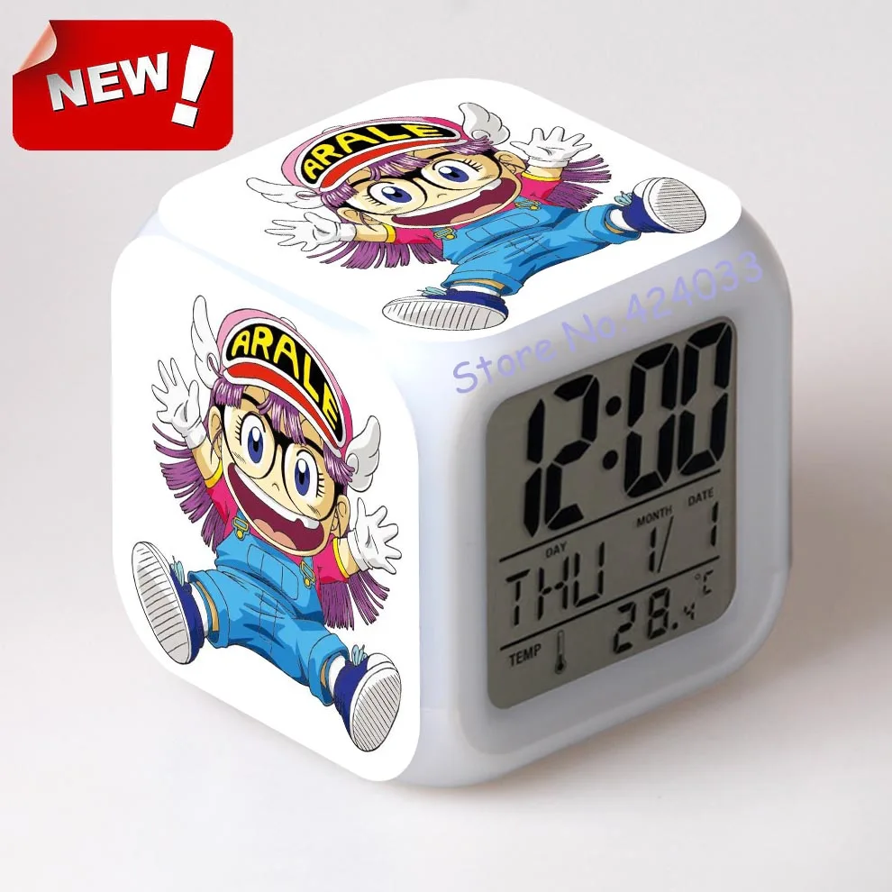 Arale будильник светодиодный свет 7 цветов изменить ЖК дисплей Reloj Квадратный