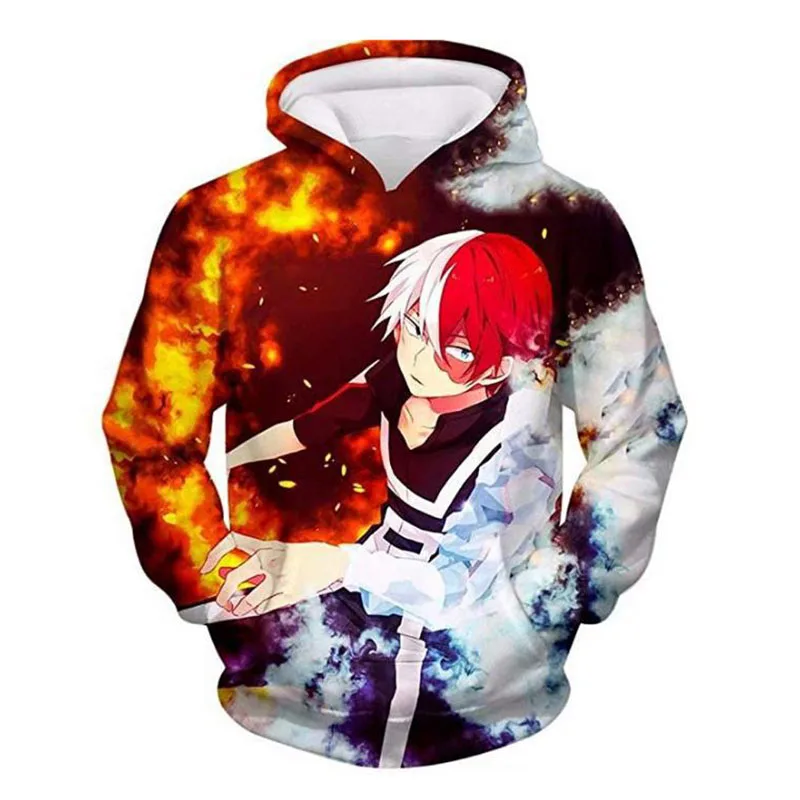 My Hero Academy Men's Hoodies 3D Todoroki Shoto Hoodie Sweatshirt Hooded Thin Pullover Outfit Tops Casual Sweatshirt