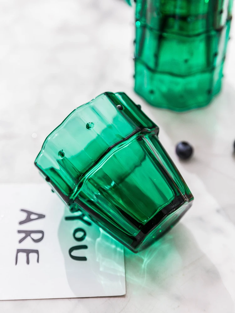 Зеленый Кактус чашка для растений Комбинации бытовой Стекло стакана воды