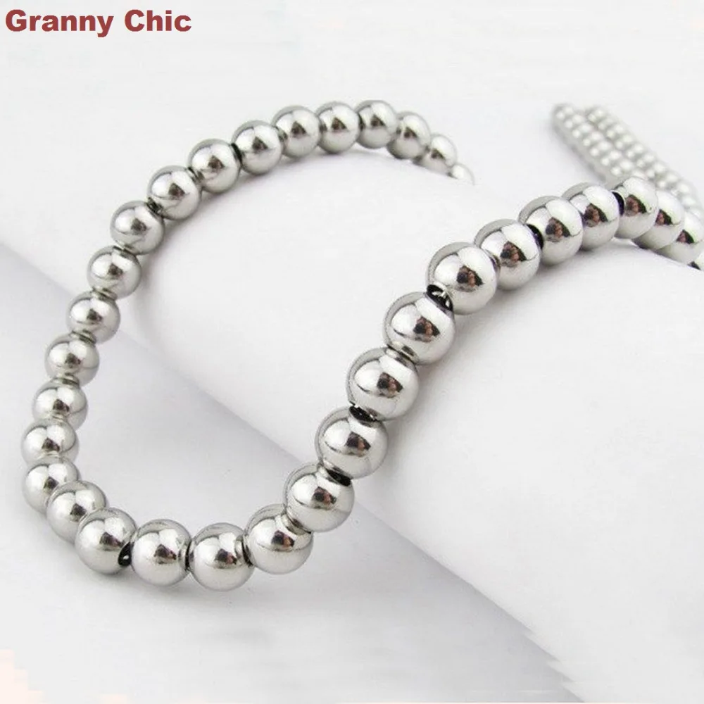 Ожерелье Granny Chic 6 мм 7-40 дюймов модные мужские и женские круглые бусины из