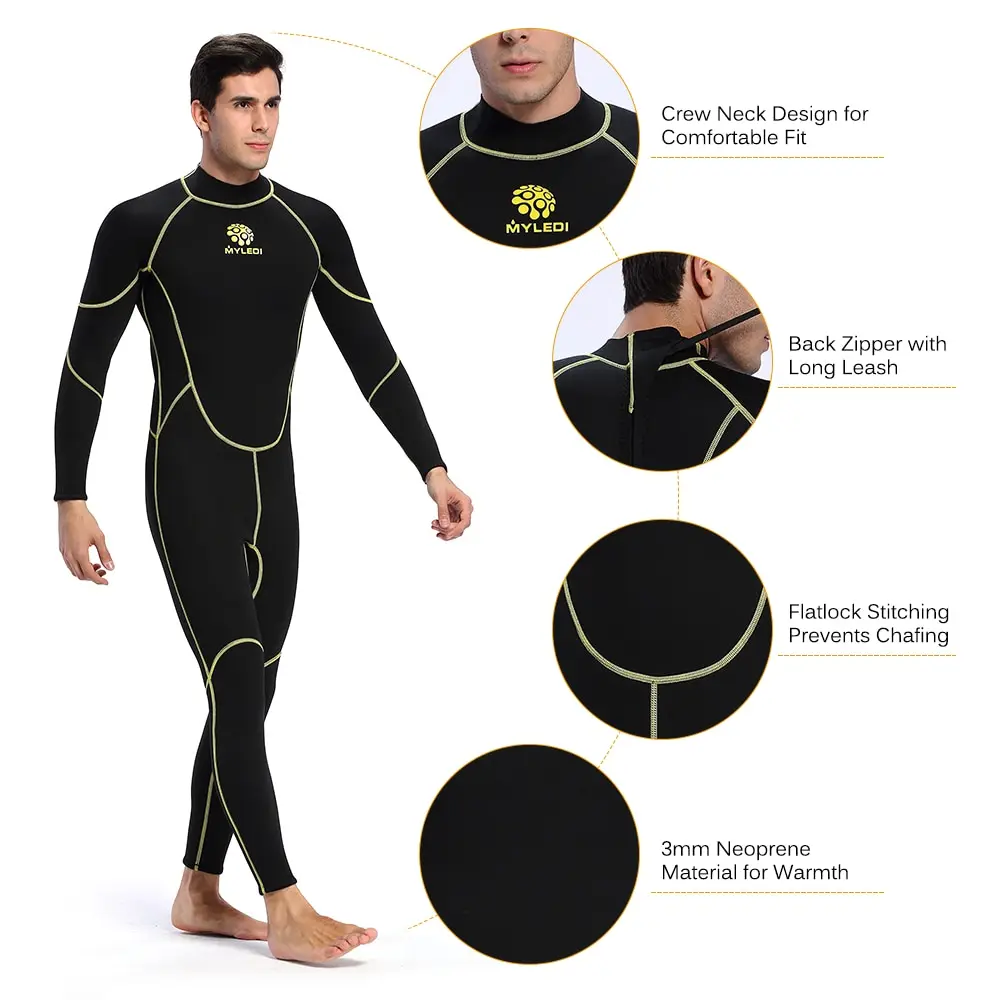 

Men's 3mm Back Zip Full Body Wetsuit Swimming Surfing Snorkeling Equipment Water Sports Wet Jump Suits Jumpsuit Swimwear Wetsuit
