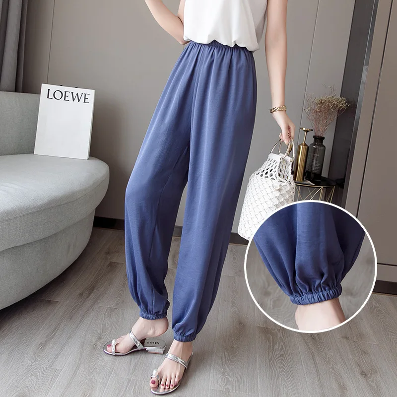 Женские 3XL плюс размер свободные эластичные повседневные брюки с высокой талией