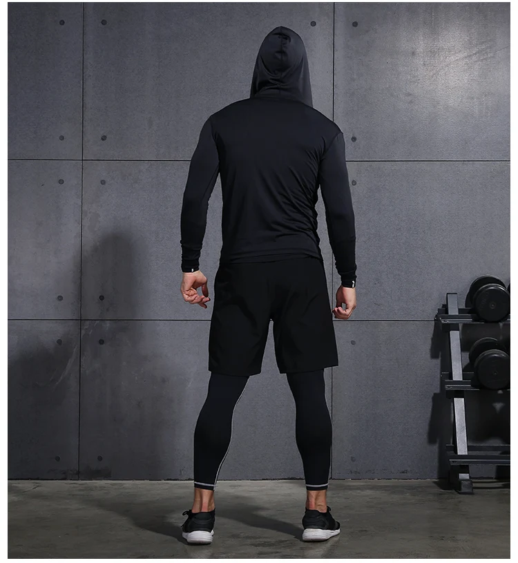 Новинка 2019 мужские спортивные комплекты для бега Быстросохнущий Спортивный