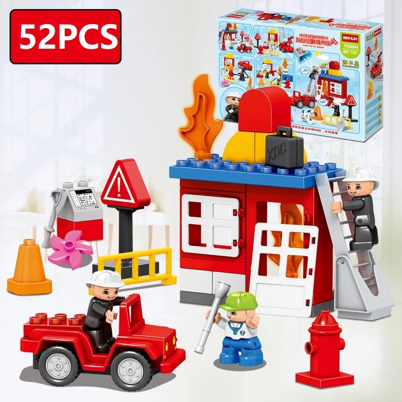 52 шт. совместимые Legoe Duploe строительный сайт большое образование частиц блоки