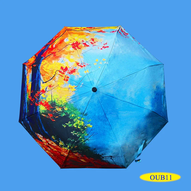 OUB11 LIKE RAIN масляной живописи женский зонтик дождь Женский Складной Зонтик Абстрактный художественный дизайн Зонты анти-УФ солнце детские зонтики YHS02 - Цвет: OUB11