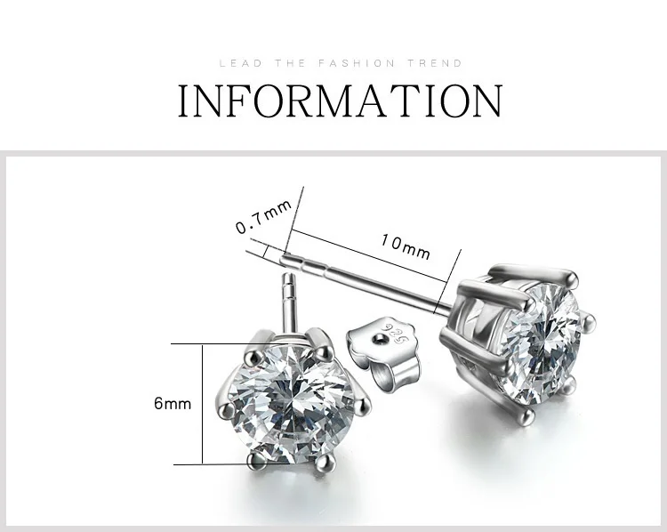 Oorbellen Real Earings Lozrunve 925 New 2018 Ol Women Fashion Personality Zircon Universal Reduced Six Claw Earrings Jewelry |