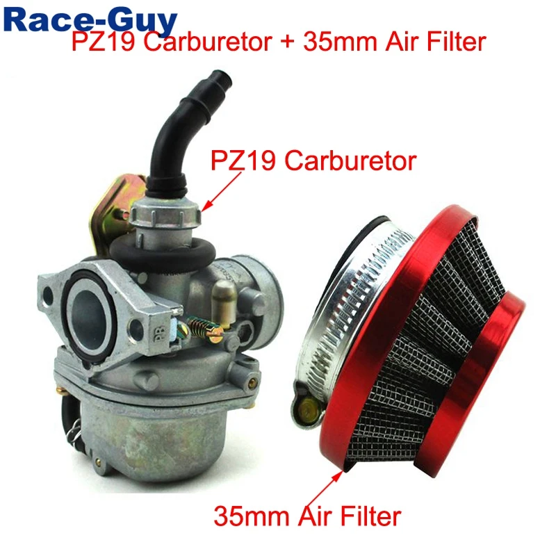 PZ19 19mm Cable Choke Carburetor Carb + 35mm Aluminum Air Filter For Go Kart ATV Quad 4 Wheeler Buggy Dirt Pit Bike 50cc 70cc 90 |