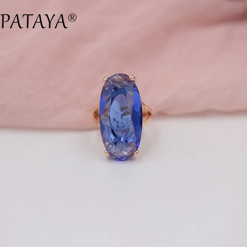 PATAYA новая невеста 585 розовый Красный тонкий набор зеленых ювелирных украшений Овальный искусственный циркон висячие серьги кольца наборы Женский винтажный ювелирный набор
