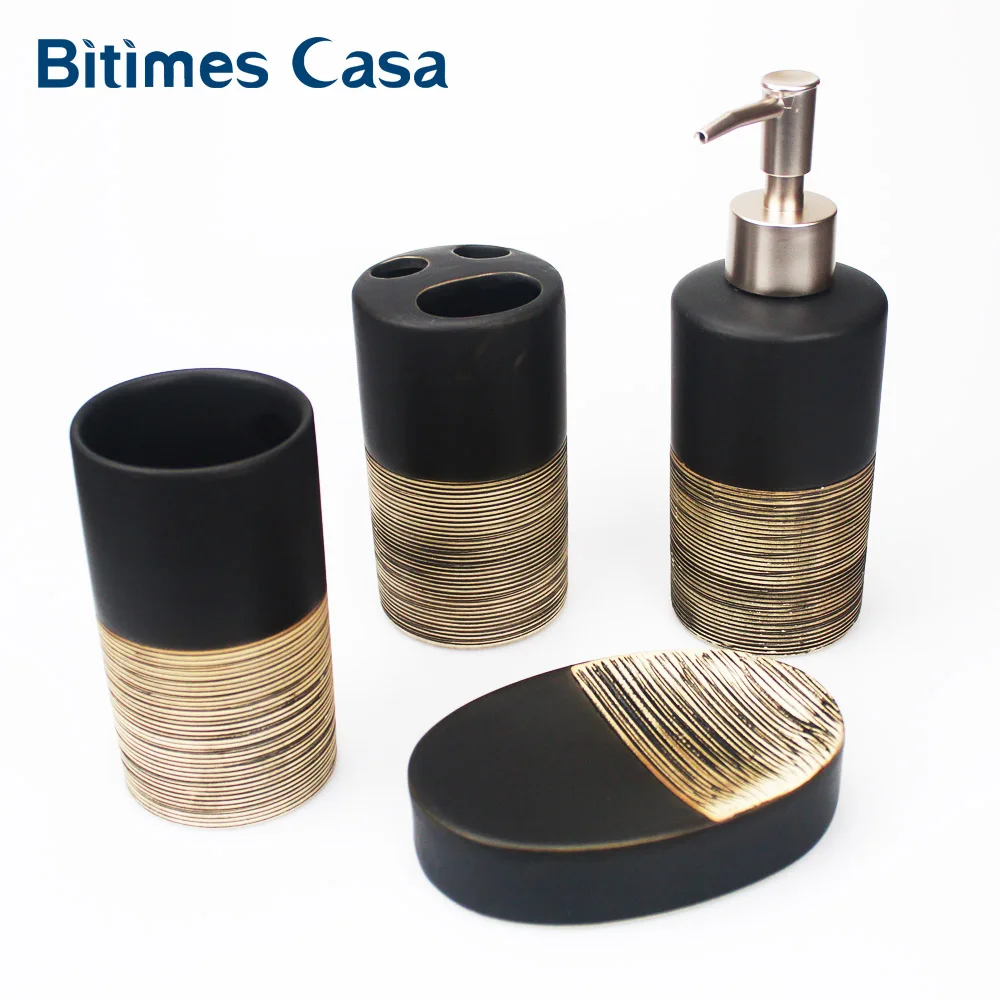 4 шт. фарфоровый набор для ванной комнаты, Европейский керамический диспенсер для жидкого мыла, фарфоровый держатель для мыла, зубной щетки, украшение для дома