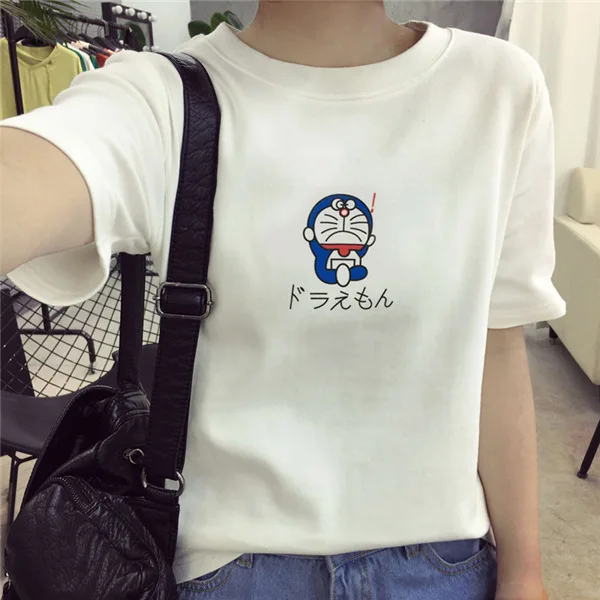 Японская аниме женская футболка 2019 новая Doraemon Летняя с коротким рукавом T Женские