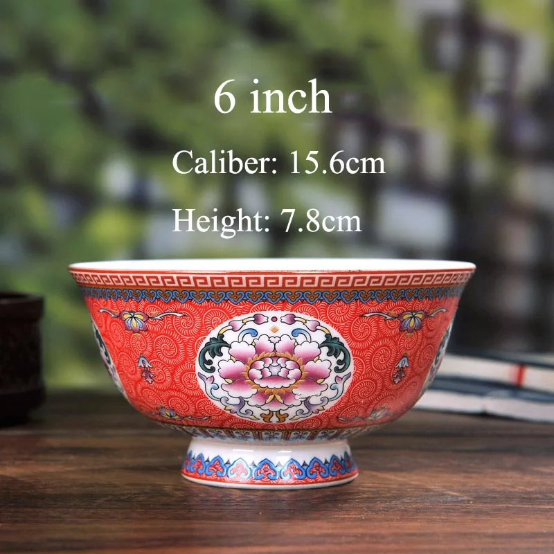 6 inch 4,5/5/6/7/8 дюймов Цзиндэчжэнь Цвет керамическая чаша для фруктов Винтаж китайского фарфора пиалы для лапши рамен большой лапша миска декоративная столовая посуда - Цвет: 6 inch