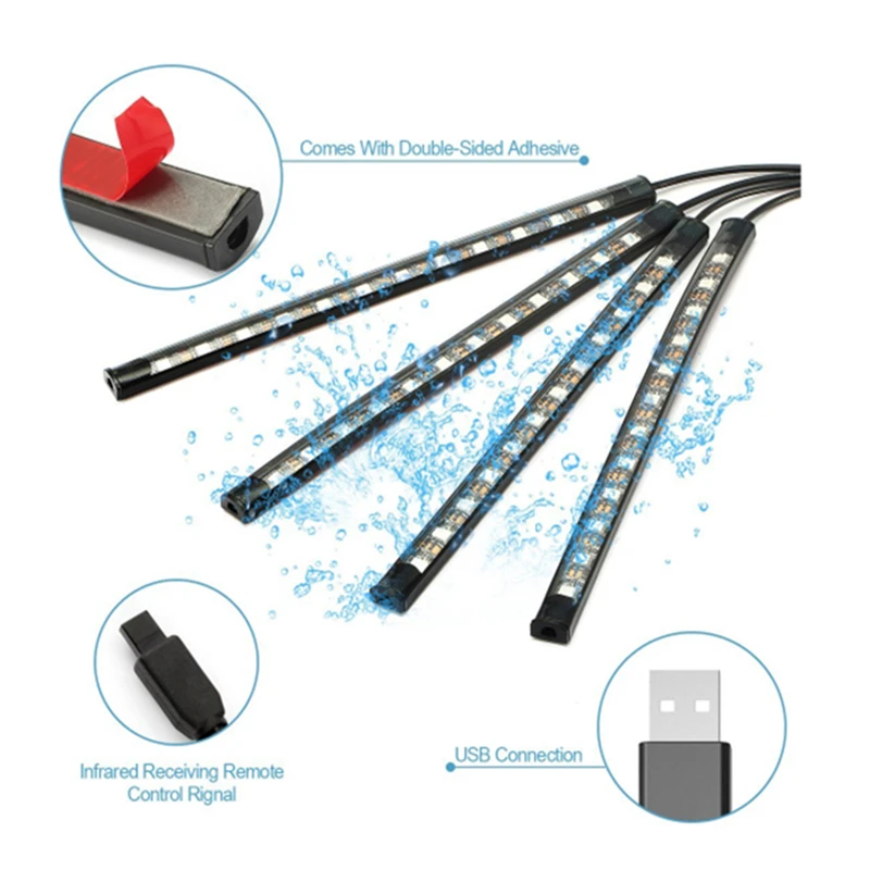 Один с 4 шт. 12 лампы Цвета RGB светодиодный автомобиль атмосфера светильник