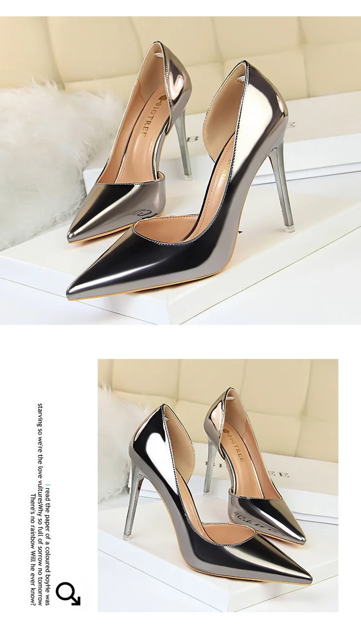 Новинка; модные туфли на высоком каблуке; простые туфли на высоком металлическом каблуке-шпильке с закрытым острым носком; свадебные туфли; женская обувь