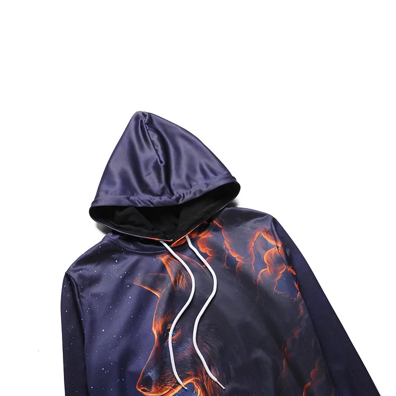 Осень весна Повседневное 3D Кофты с Волк король принт унисекс Для мужчин и женщин