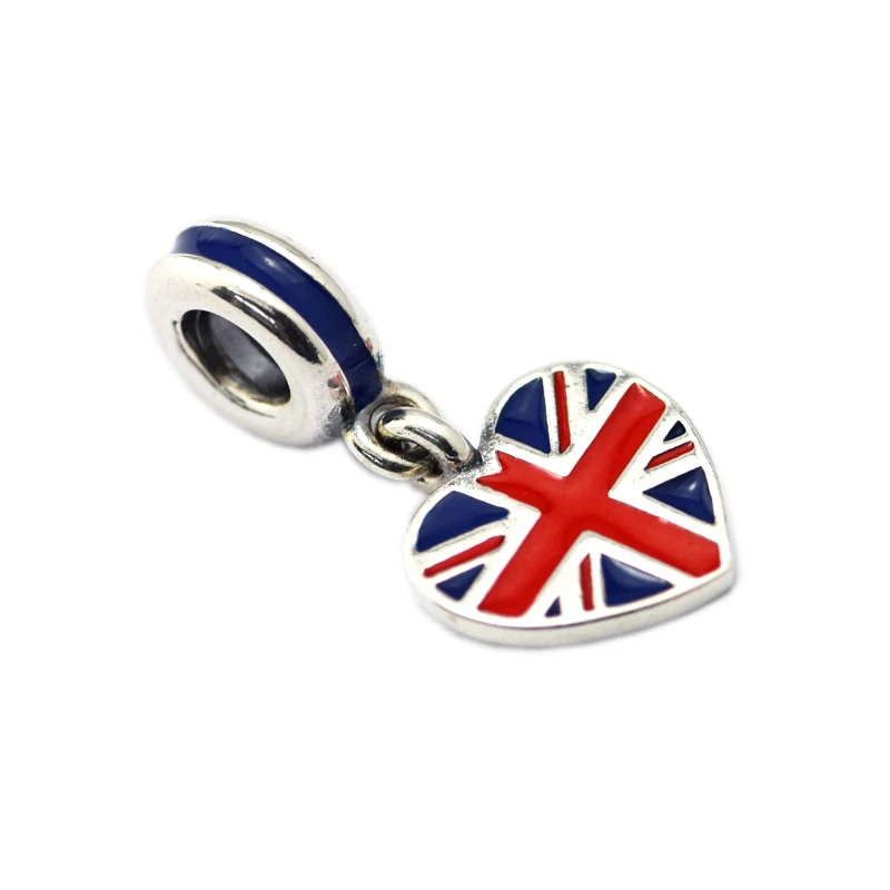 

Great Britain Flag Dangle 925 Sterling Silver Jewelry Fits European Charm Bracelet & Choker Beads For Woman DIY