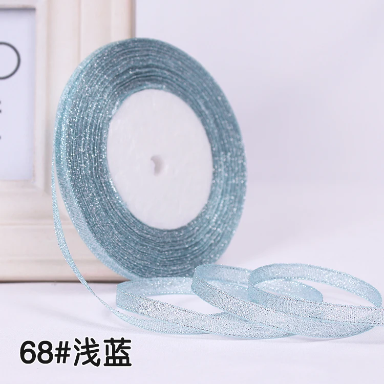 light blue 6 мм 25 ярдов Единорог атласная лента пояс Свадебные Рождественские ленты подарочная упаковка «сделай сам» блестящая тонкая лента для украшения лента для Хэллоуина - Цвет: light blue