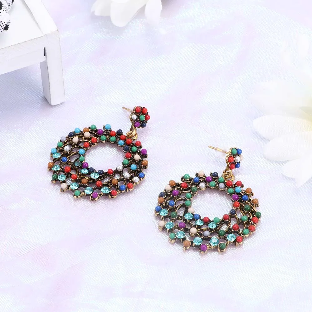 Новые модные женские этнические богемные серьги винтажные Стильные цветные