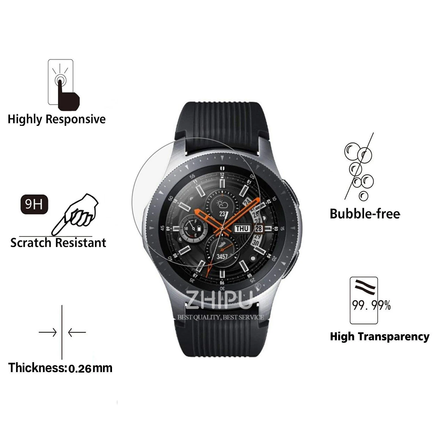 5 шт./лот 9H Премиум взрывозащищенное Закаленное стекло для samsung Galaxy Watch 46 мм и 42 мм Версия защитная пленка для экрана