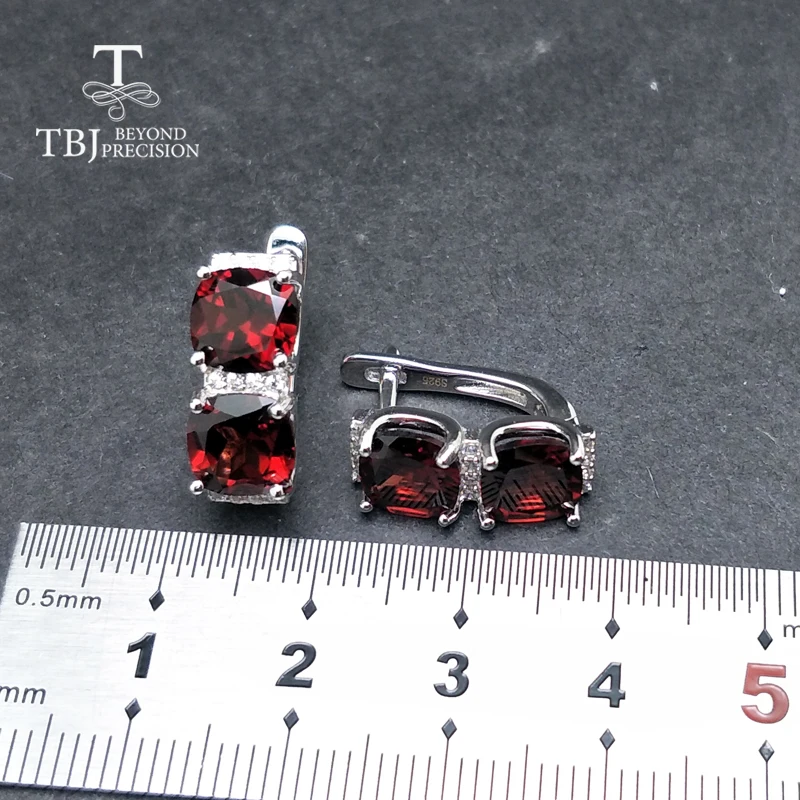 Женские серьги с натуральным красным гранатом TBJ ювелирные украшения в оправе из