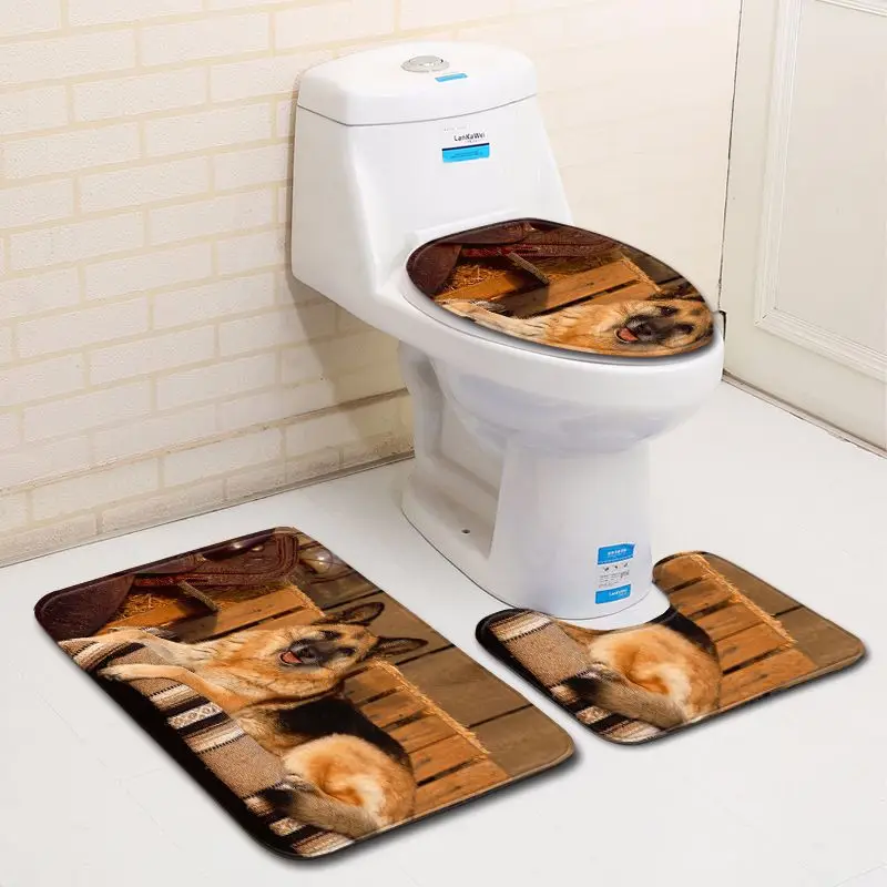 Бесплатная доставка 3 шт. Sad Puppy Banyo Paspas коврик для ванной комнаты u-образный набор