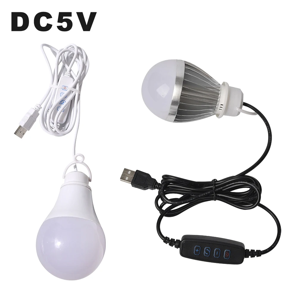 

DC5V LED Light Bulb Stepless Dimming With ON/OFF Switch 10W USB Dimmable Hanging Lamp Emergency LED Bulbs For Nightwork Camping