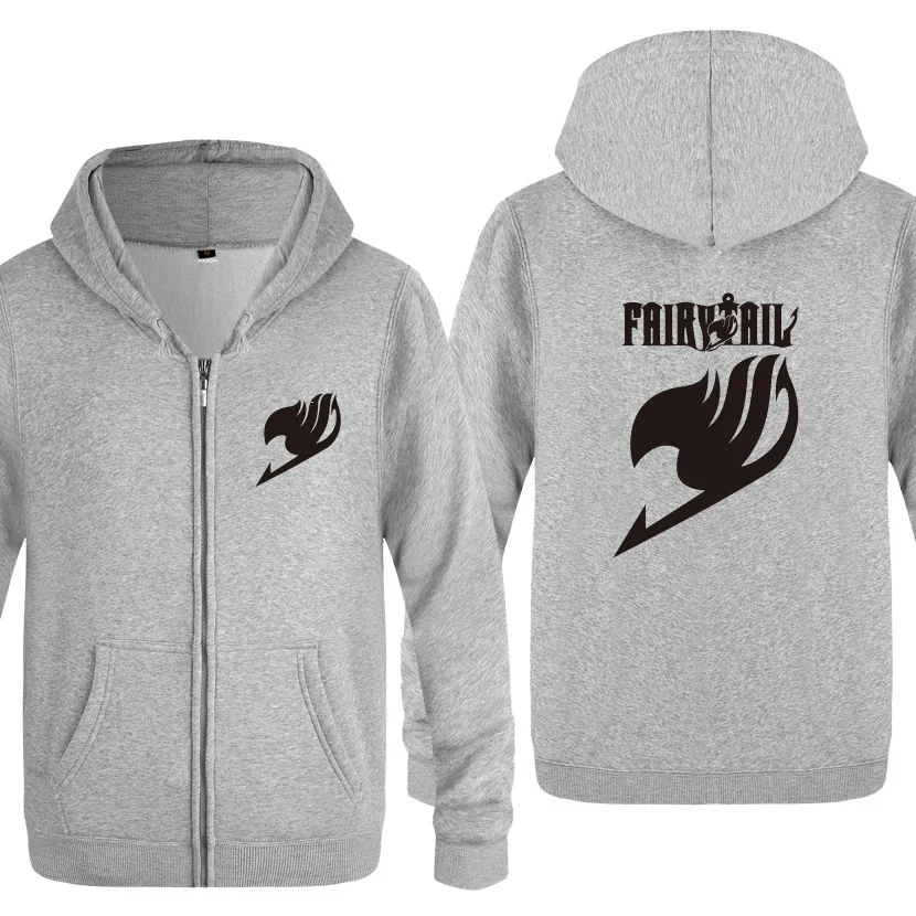 Fairy Tail толстовки с принтом для мужчин в стиле аниме на флисе длинными рукавами