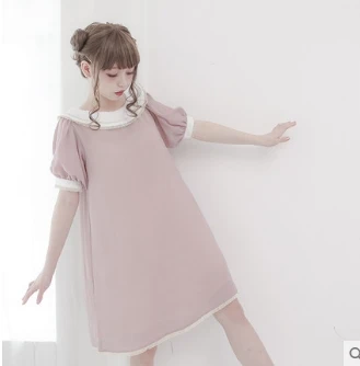 

Princess sweet lolita dress Summer original cookies coloring collar bubble sleeve dress fashion women dress Dolley-00131