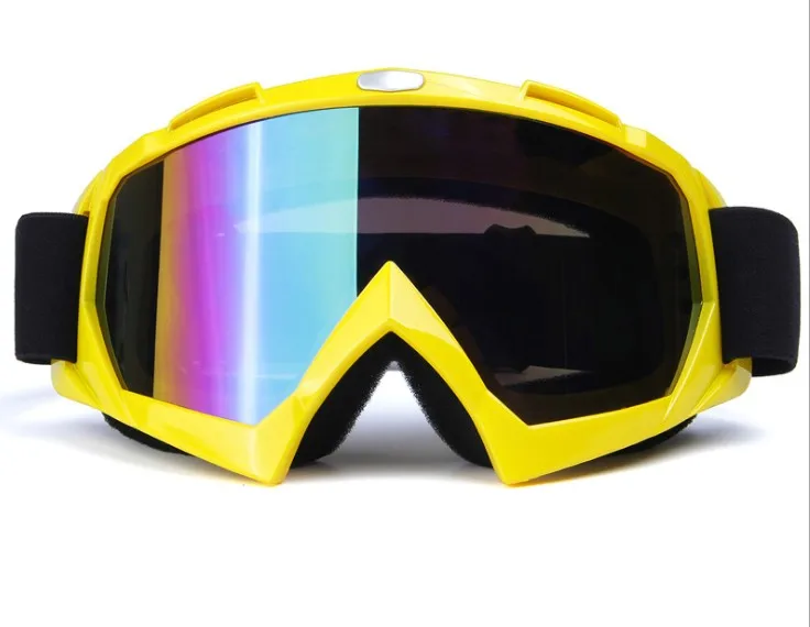 Yellow Мужские и женские лыжные очки для сноуборда UV400, ветрозащитные солнцезащитные очки, спортивные очки, маска для катания на лыжах и снегоходах, противотуманные очки с одним объективом - Цвет: Yellow
