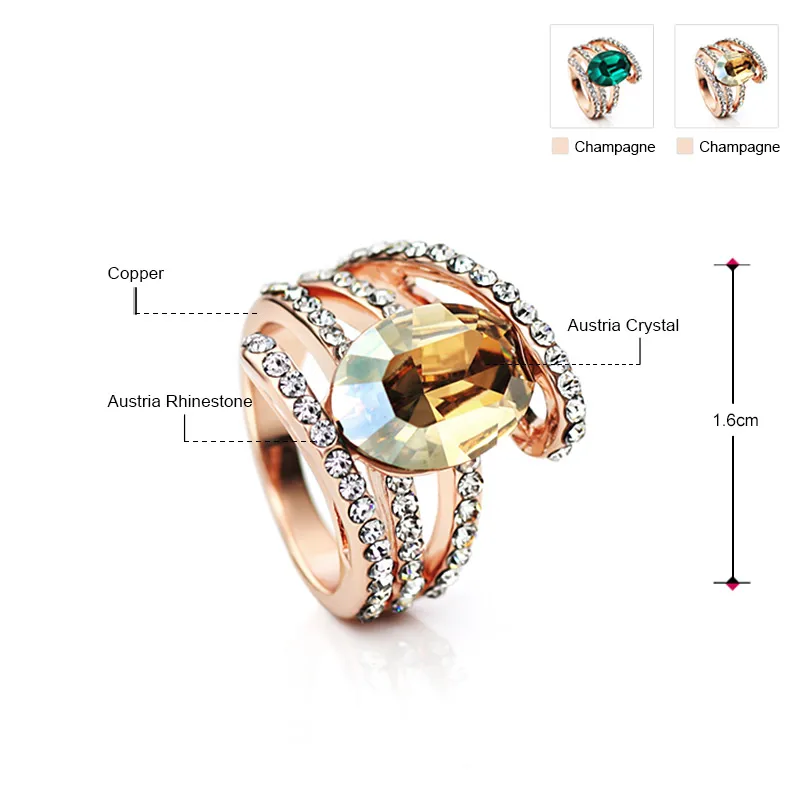 Neoglory австрийские кристаллы и стразы очаровательные многослойные кольца для