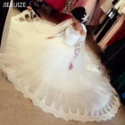 Белое кружевное свадебное платье JIERUIZE с открытыми плечами и длинными рукавами, бальное платье, свадебные платья, Халат