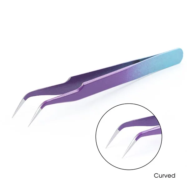 Curved Омбре пинцет для бровей наращивание ресниц из нержавеющей стали прямые изогнутые пинцеты для маникюра пинцет-плоскогубцы CH759 - Цвет: Curved
