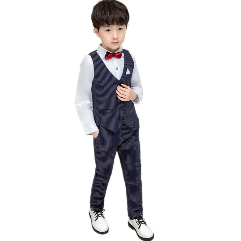 2-13Y Fashion Kids Boy Waistcoat Suit Set Vest Pants Formal Gentleman Wedding Birthday Clothes School Tuxedo Costume | Детская одежда и